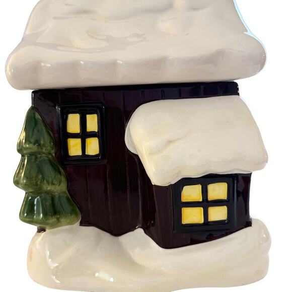 SCM Designs Snow Covered Ceramic Snowman Winter House Cookie Jar - Picture 3 of 10